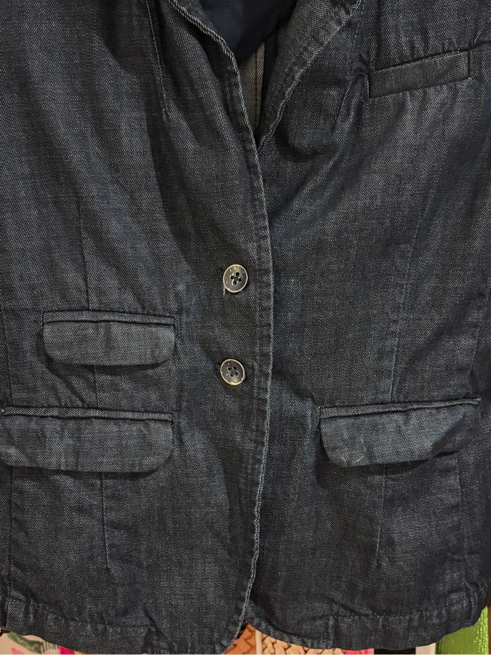 Pilcro and the Letterpress Black Denim Blazer. Great condition.